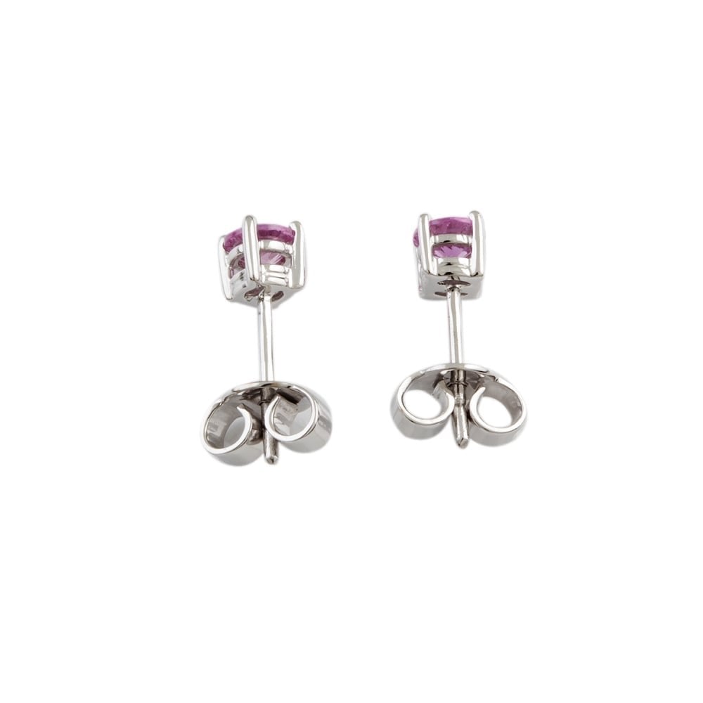 9ct White Gold Pink Sapphire 0.65ct Stud Earrings