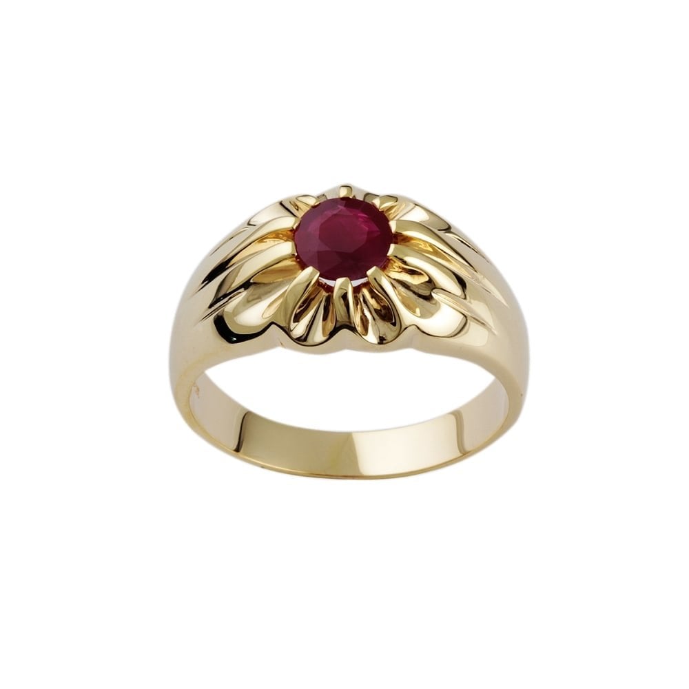 9ct Yellow Gold Ruby Gents Ring 0.91ct