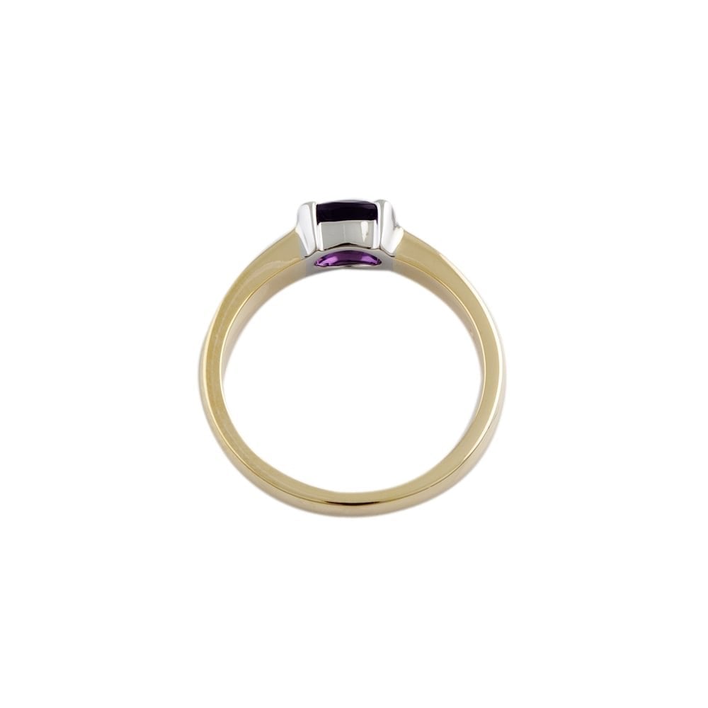 9ct Yellow and White Gold Amethyst 0.75ct Single Stone Ring