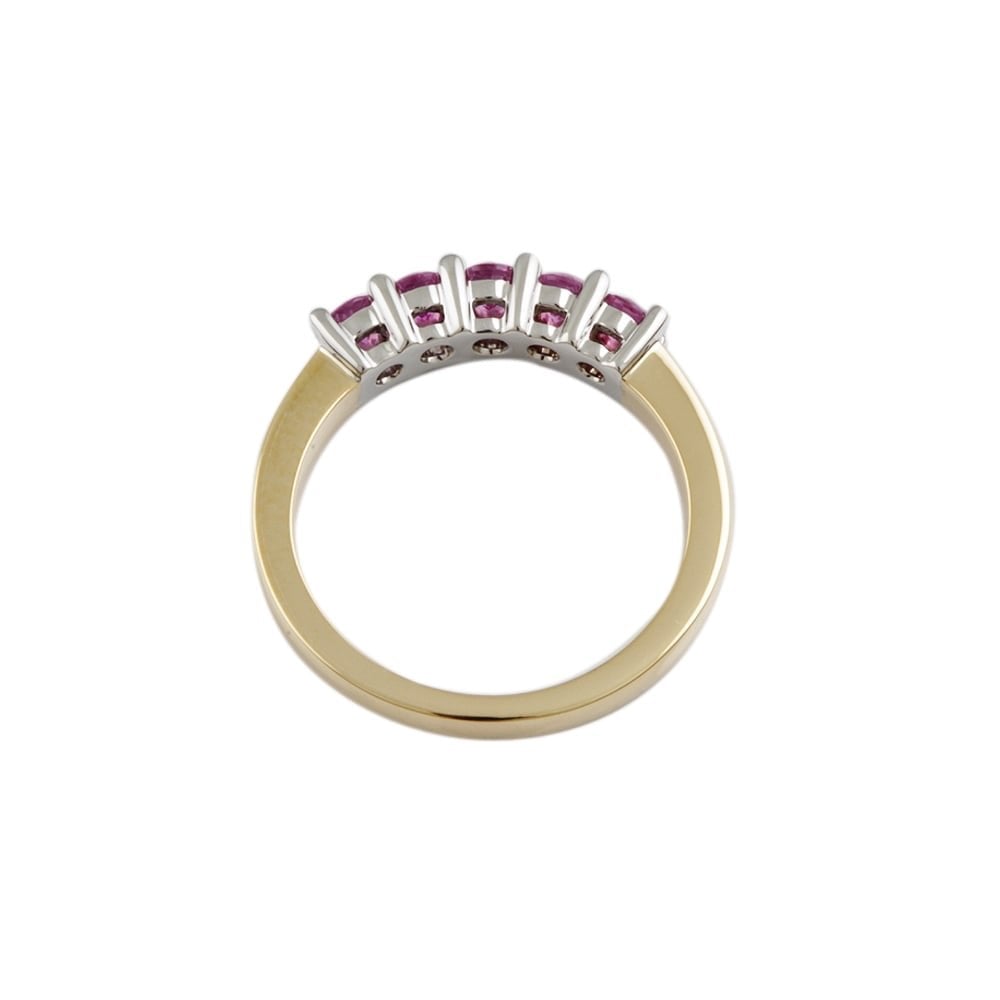 9ct Yellow and White Pink Sapphire 0.60ct Five Stone Ring