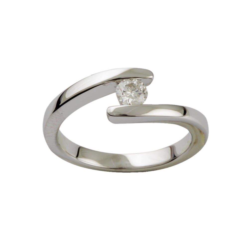 9ct White Gold Diamond Solitaire Ring 0.18ct
