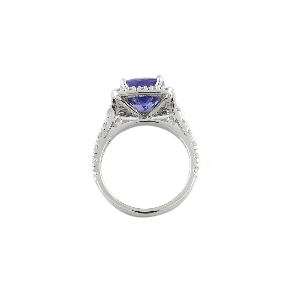 White Gold 1.22ct Round Diamond and 3.86ct Tanzanite Set Cluster Ring