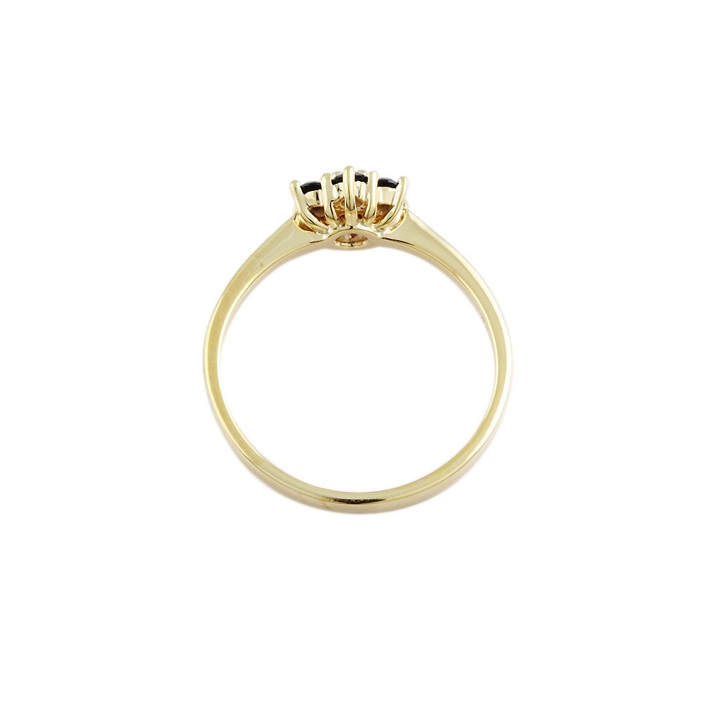 Yellow Gold 0.60ct Round Blue Sapphire Set Cluster Ring