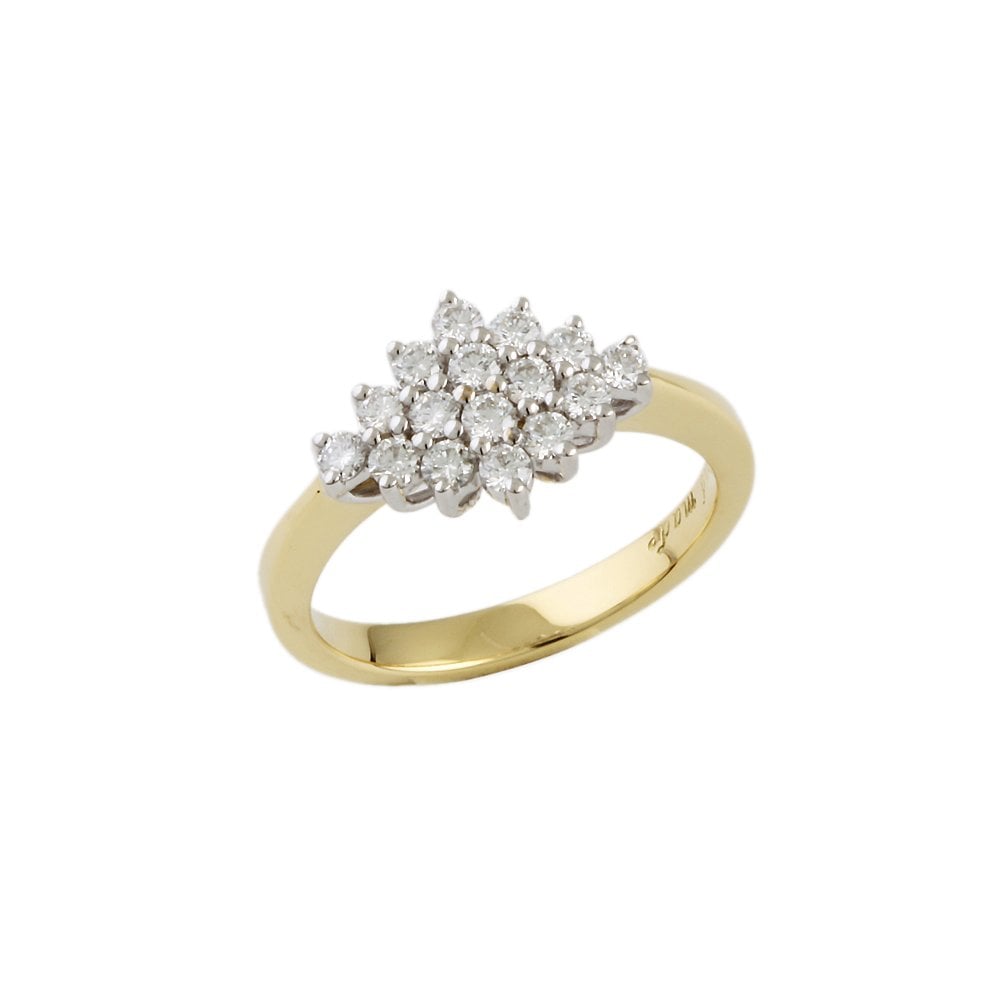Yellow and White Gold 0.46ct Round Diamond Set Cluster Ring