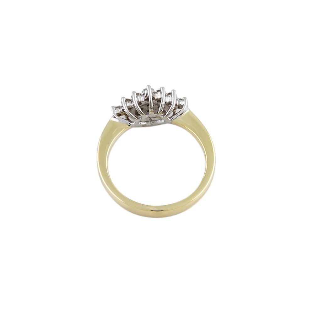 Yellow and White Gold 0.46ct Round Diamond Set Cluster Ring