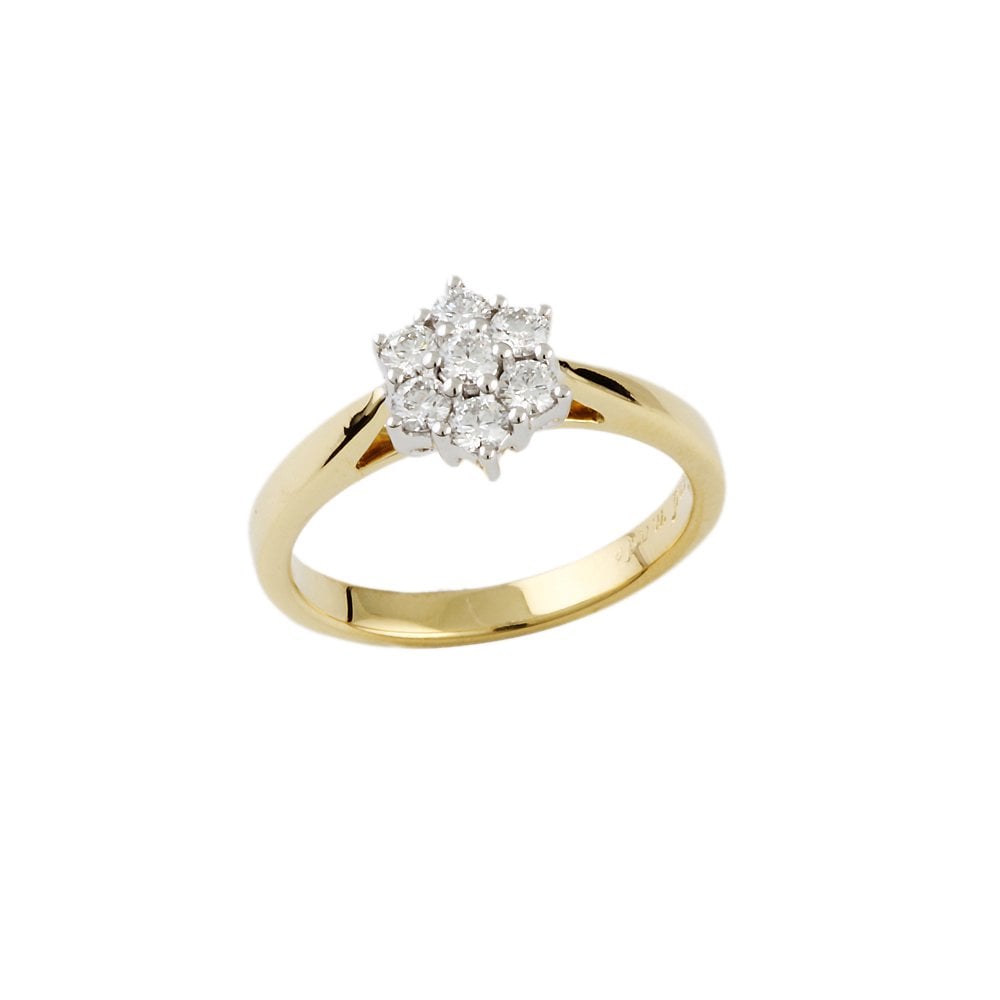 Yellow and White Gold 0.36ct Round Diamond Set Cluster Ring
