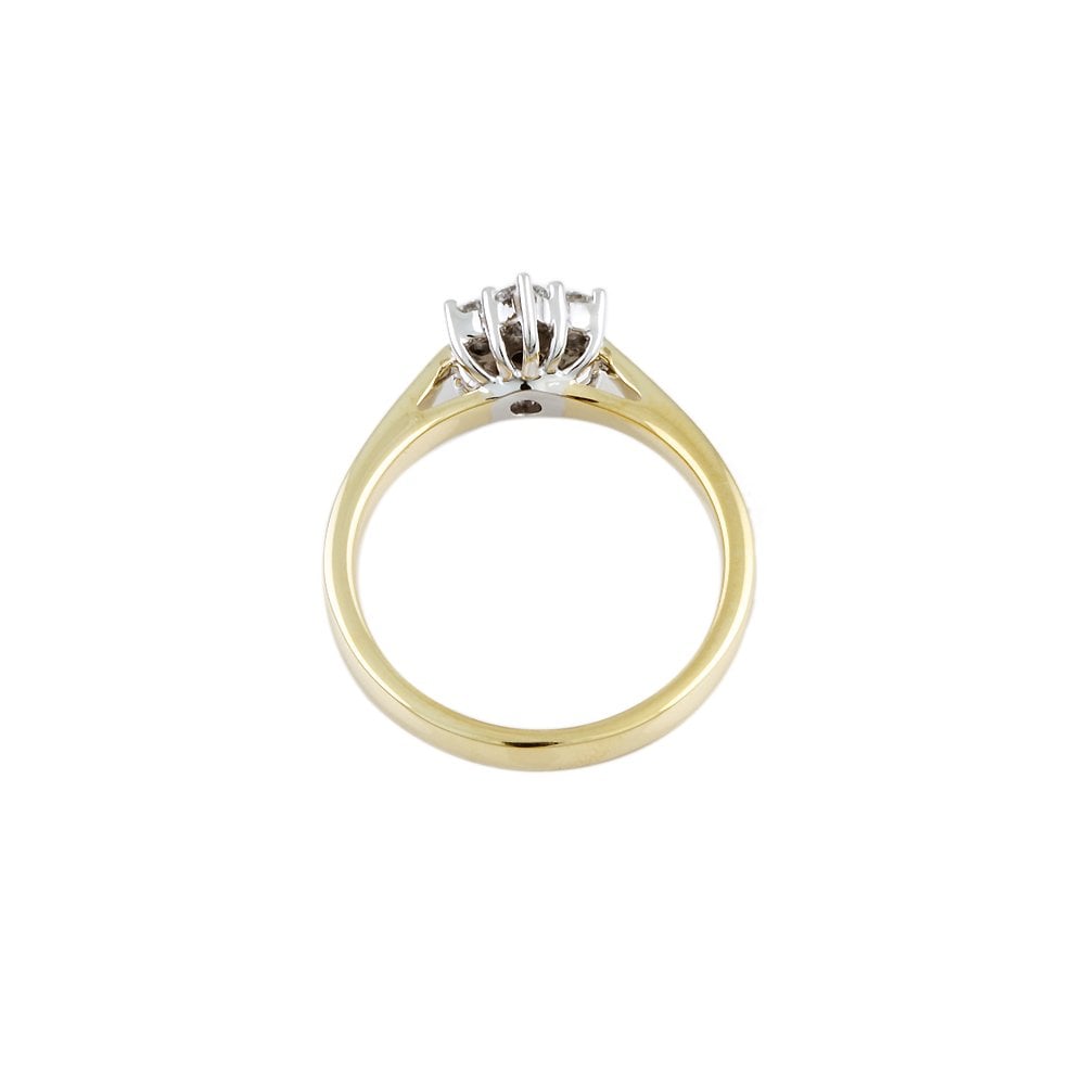 Yellow and White Gold 0.36ct Round Diamond Set Cluster Ring