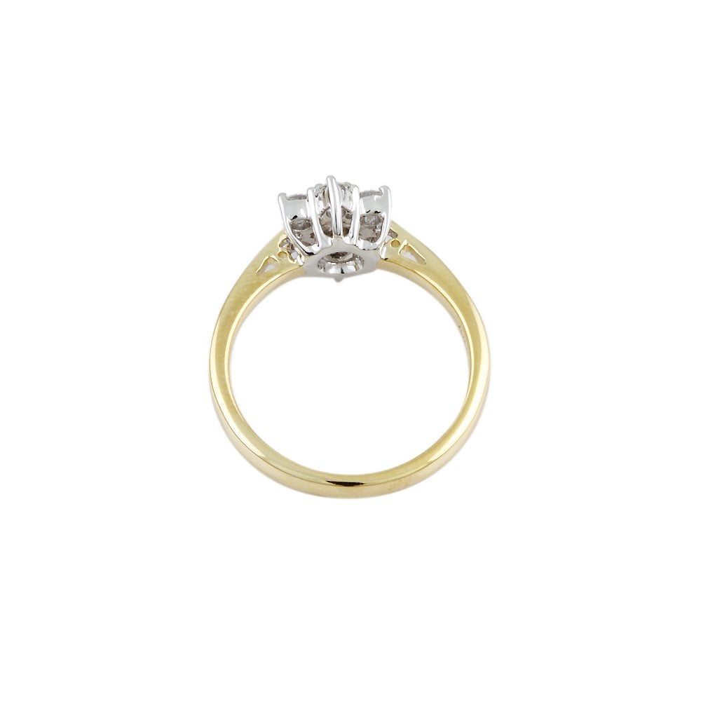 Yellow and White Gold 0.56ct Round Diamond Set Cluster Ring