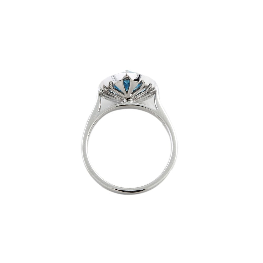 White Gold 0.27ct Round Diamond and 3.08ct Pear Blue Topaz Set Cluster Ring