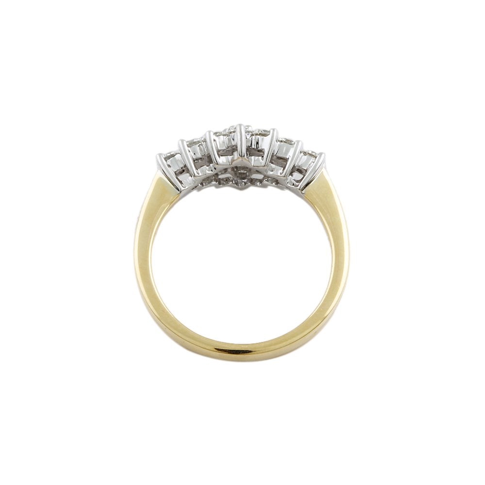 Yellow and White Gold 0.99ct Round Diamond Set Cluster Ring