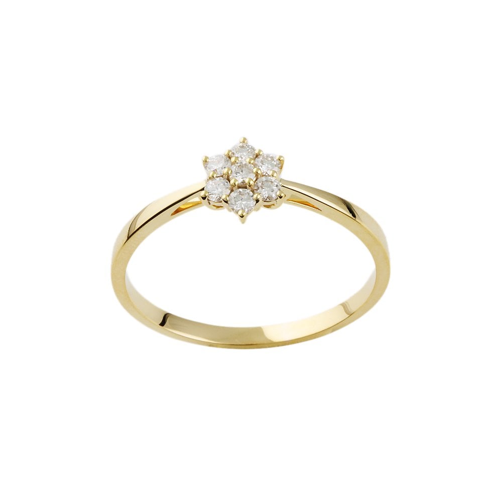 Yellow Gold 0.38ct Round Diamond Set Cluster Ring