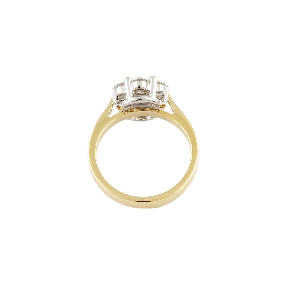 Yellow and White Gold 1.02ct Round Diamond Set Cluster Ring