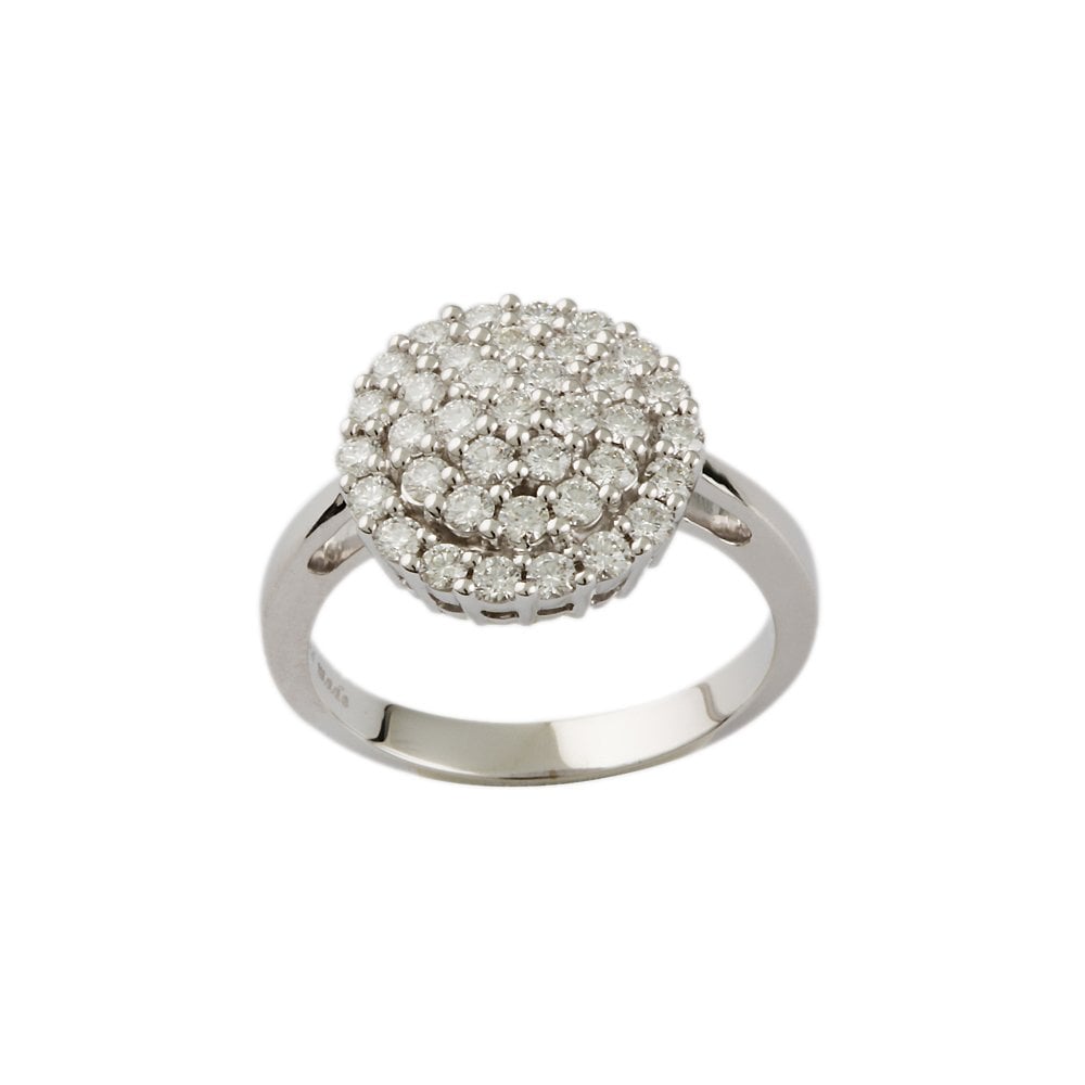 White Gold 0.86ct Round Diamond Cluster Ring