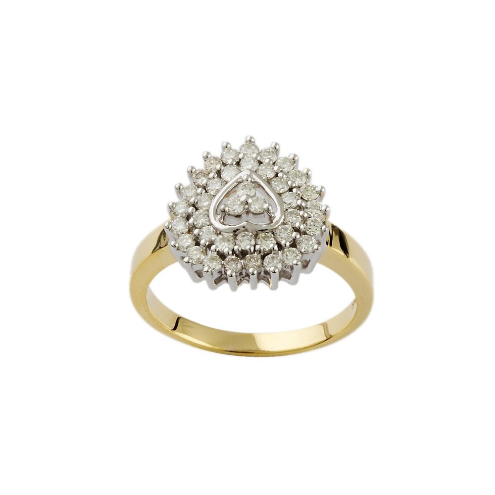 Yellow and White Gold 0.80ct Round Diamond Cluster Ring
