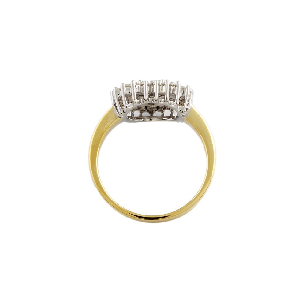 Yellow and White Gold 0.80ct Round Diamond Cluster Ring