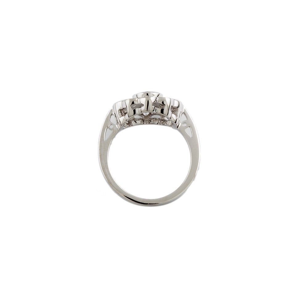 White Gold 0.63ct Round Diamond and 0.60ct Round Blue Sapphire Set Cluster Ring