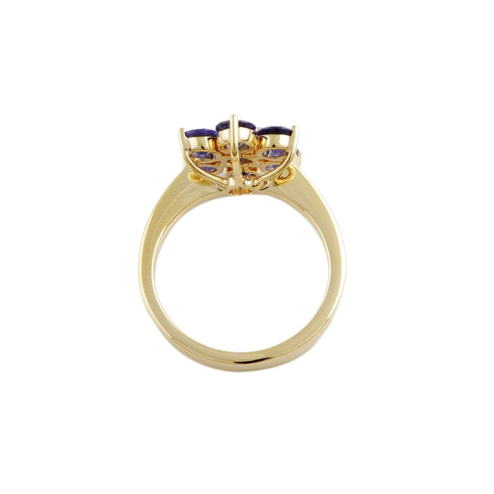 Yellow Gold 2.48ct Round Tanzanite Set Cluster Ring