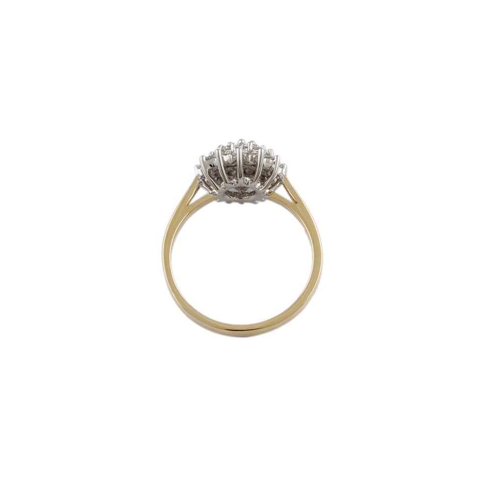 Yellow and White Gold 0.82ct Round Diamond Set Cluster Ring
