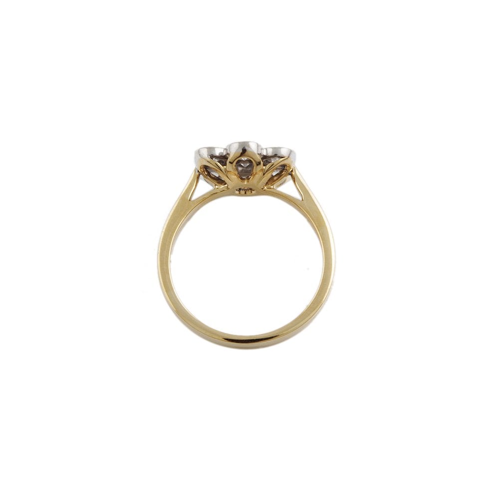 Yellow and White Gold 0.96ct Round Diamond Set Cluster Ring