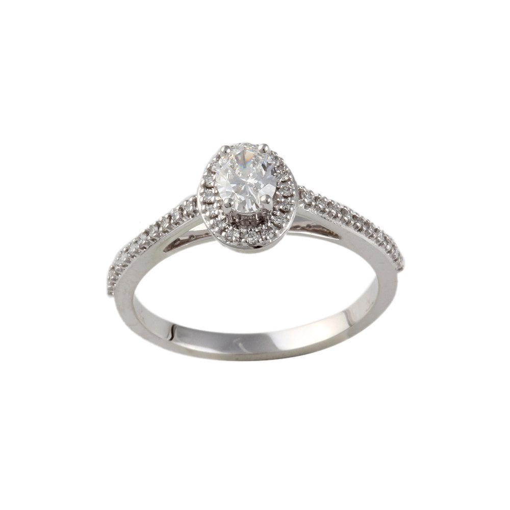 White Gold 0.46ct Oval and Round Diamond Set Cluster Ring