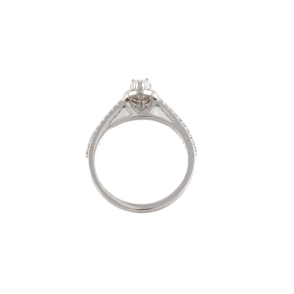 White Gold 0.46ct Oval and Round Diamond Set Cluster Ring
