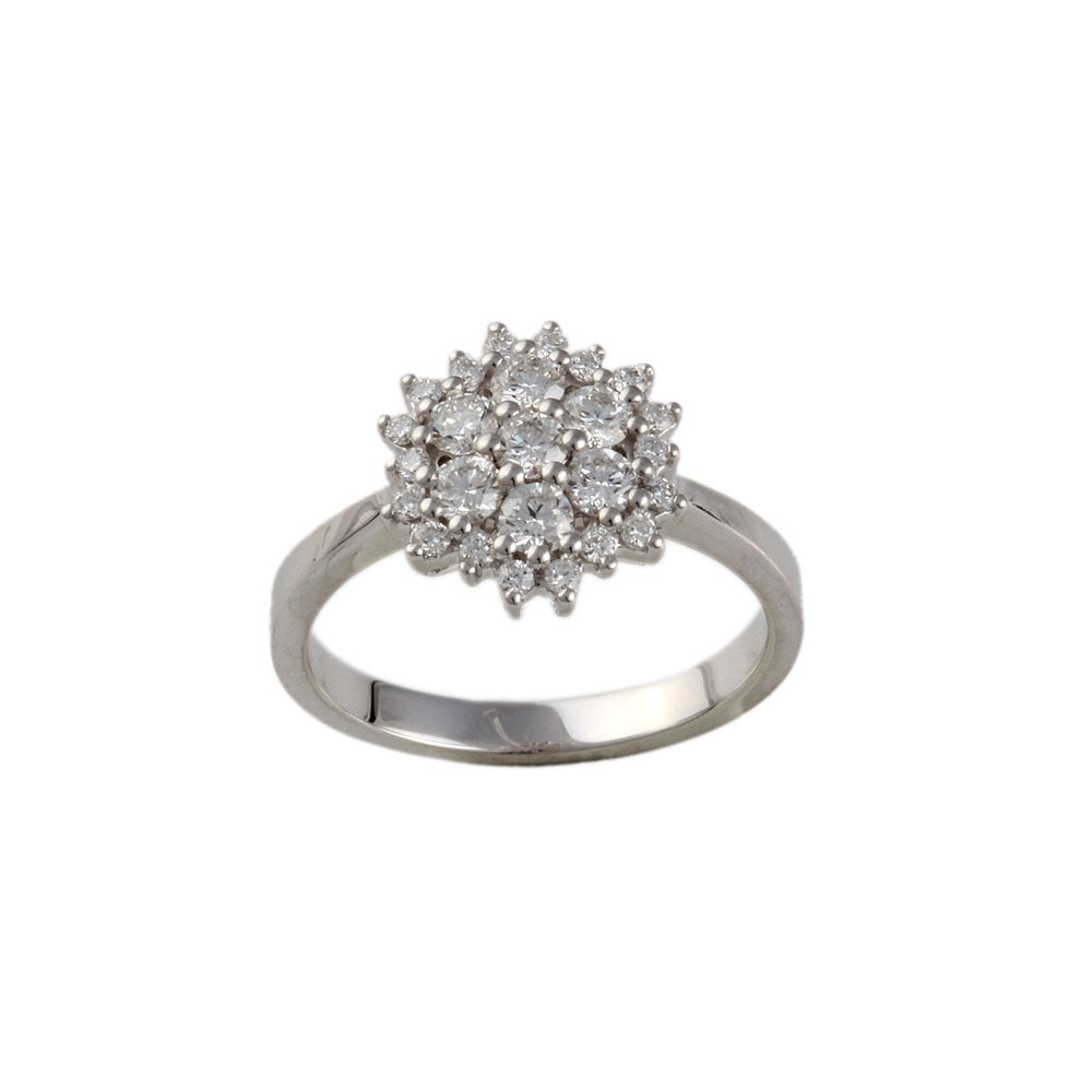White Gold 0.57ct Round Diamond Set Cluster Ring