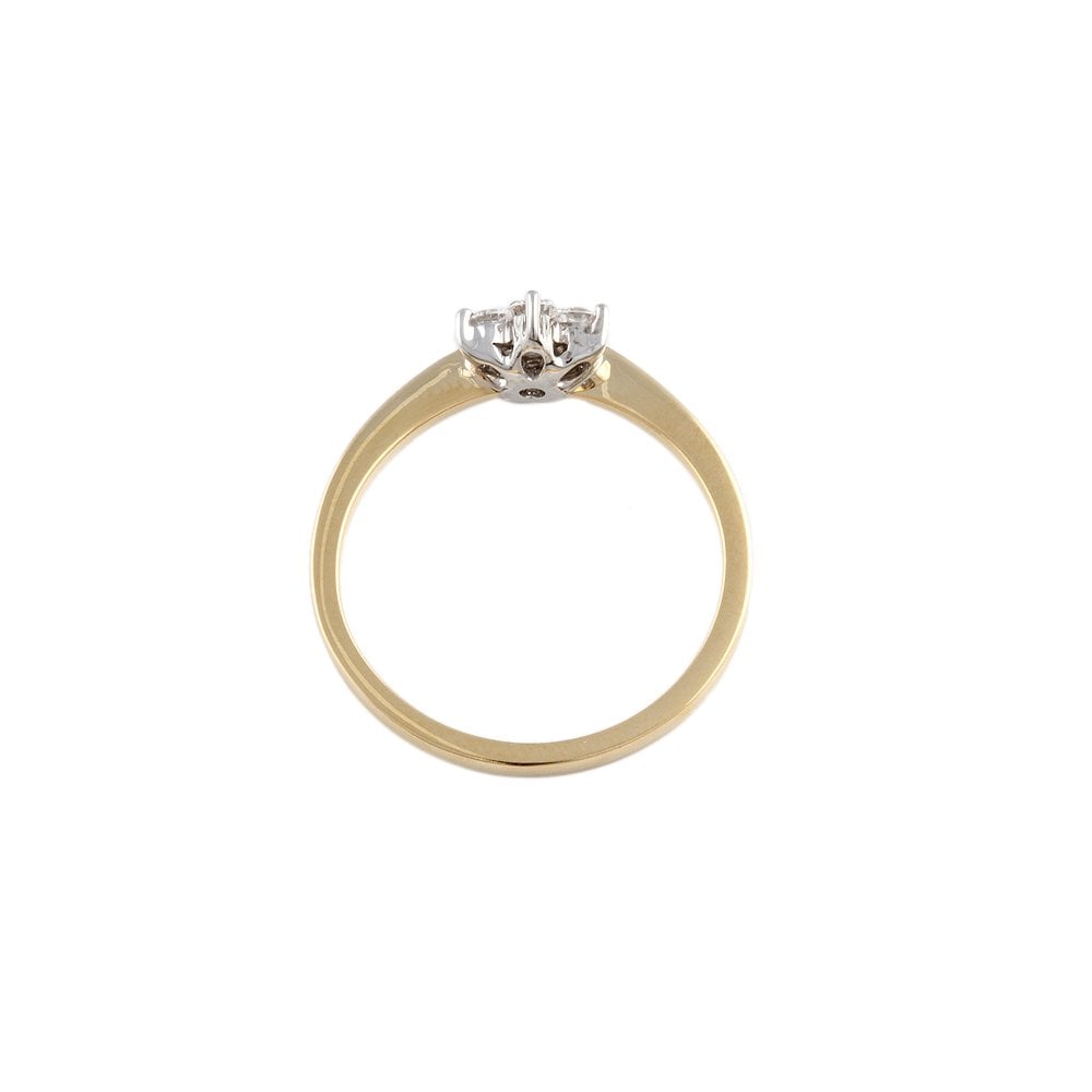 Yellow and White Gold 0.57ct Round Diamond Set Cluster Ring