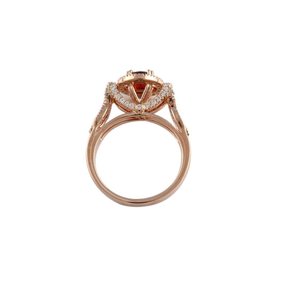 Rose Gold 0.39ct Round Diamond and 0.72ct Round Garnet Set Cluster Ring