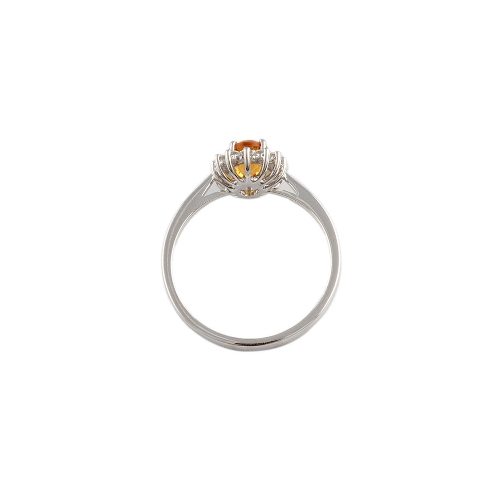 White Gold 0.22ct Round Diamond and 0.79ct Oval Citrine Set Cluster Ring