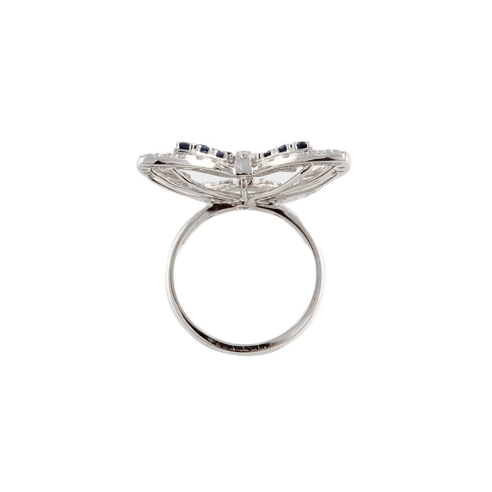 White Gold 0.86ct Round Diamond and 0.81ct Round Blue Sapphire Set Cluster Ring
