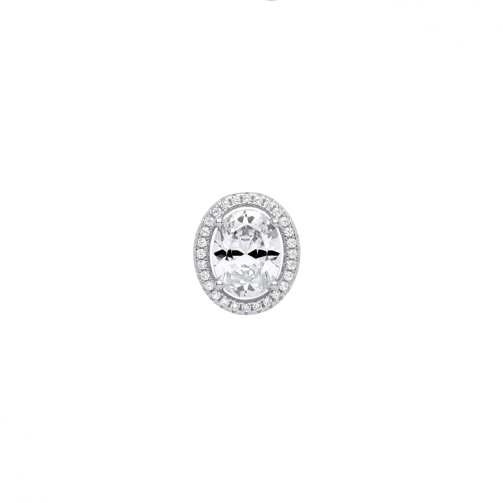 Silver CZ Oval Cluster Pendant