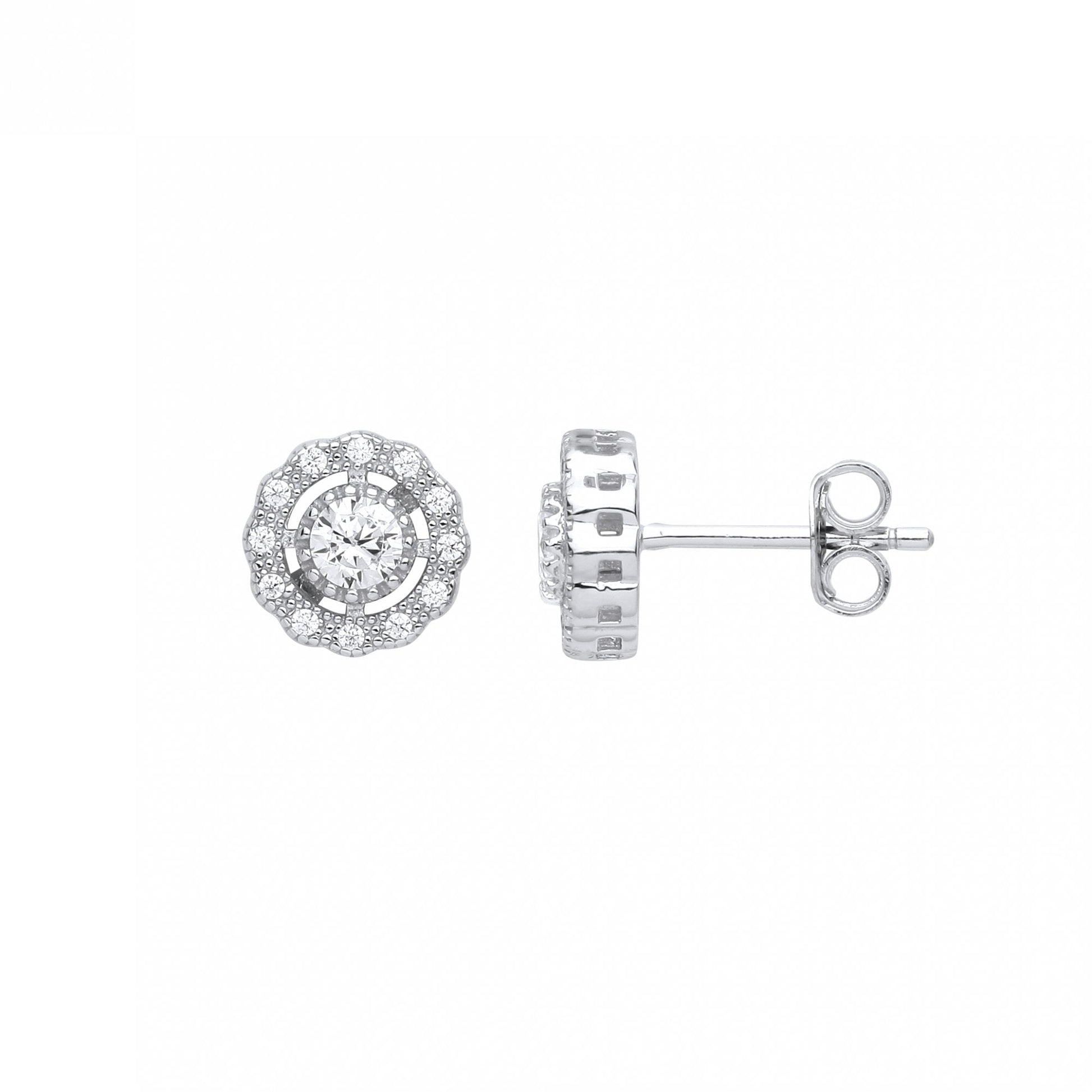 Silver CZ Fancy Stud Earrings