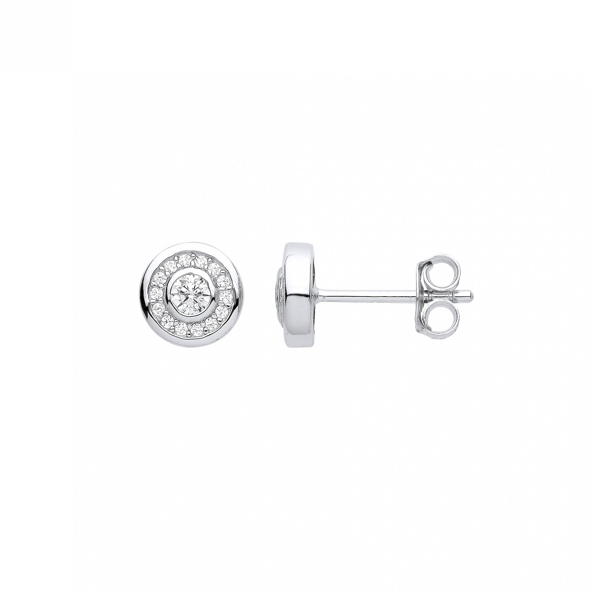 Silver CZ Fancy Stud Earrings
