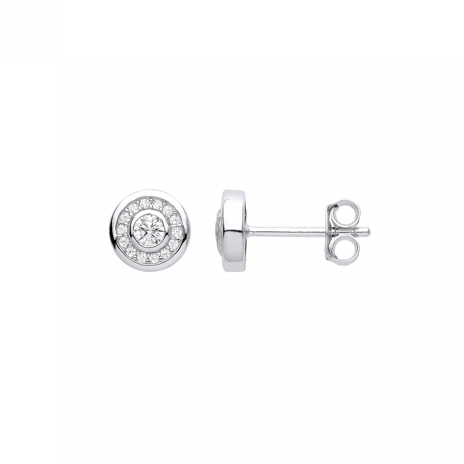 Silver CZ Fancy Stud Earrings