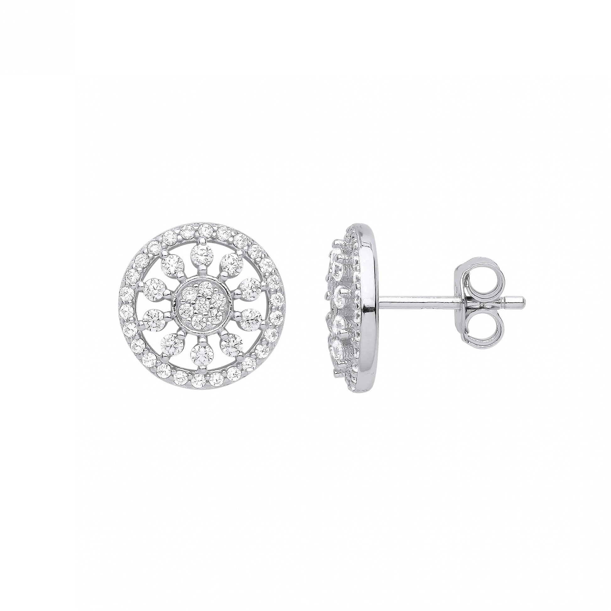 Silver CZ Cluster Stud Earrings