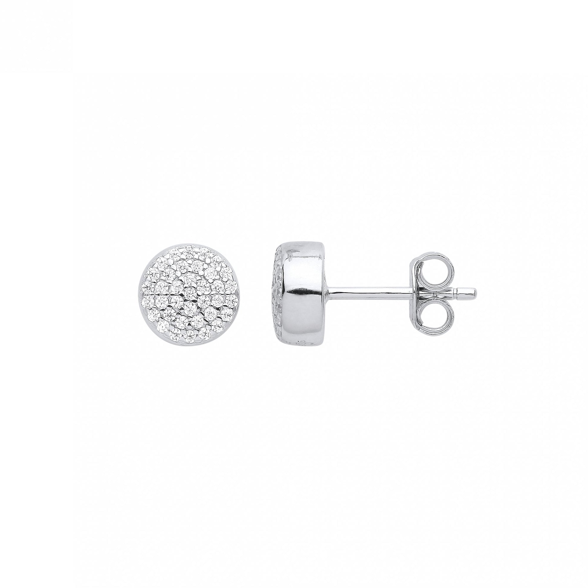 Silver CZ Pave Set Stud Earrings