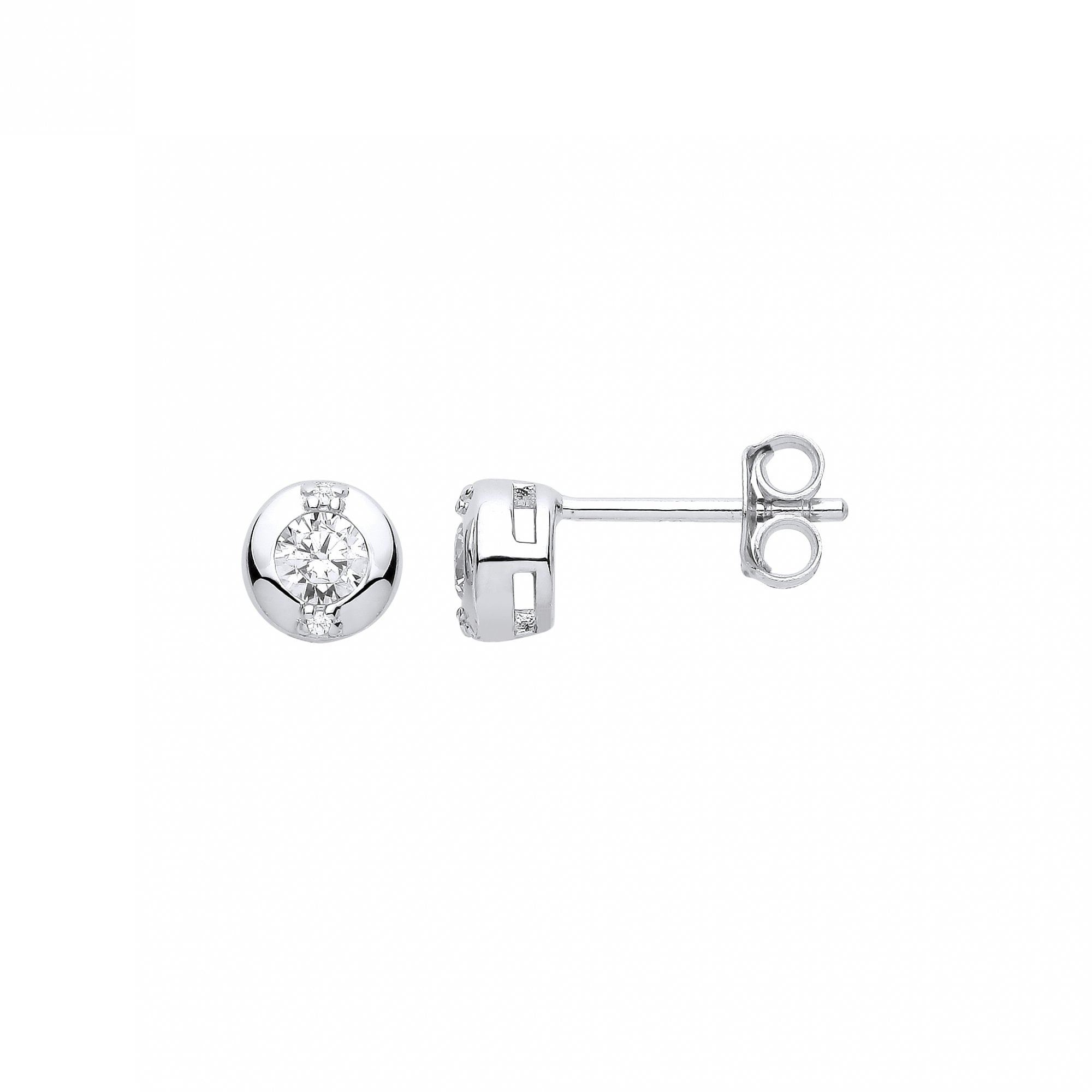 Silver CZ Stud Earrings