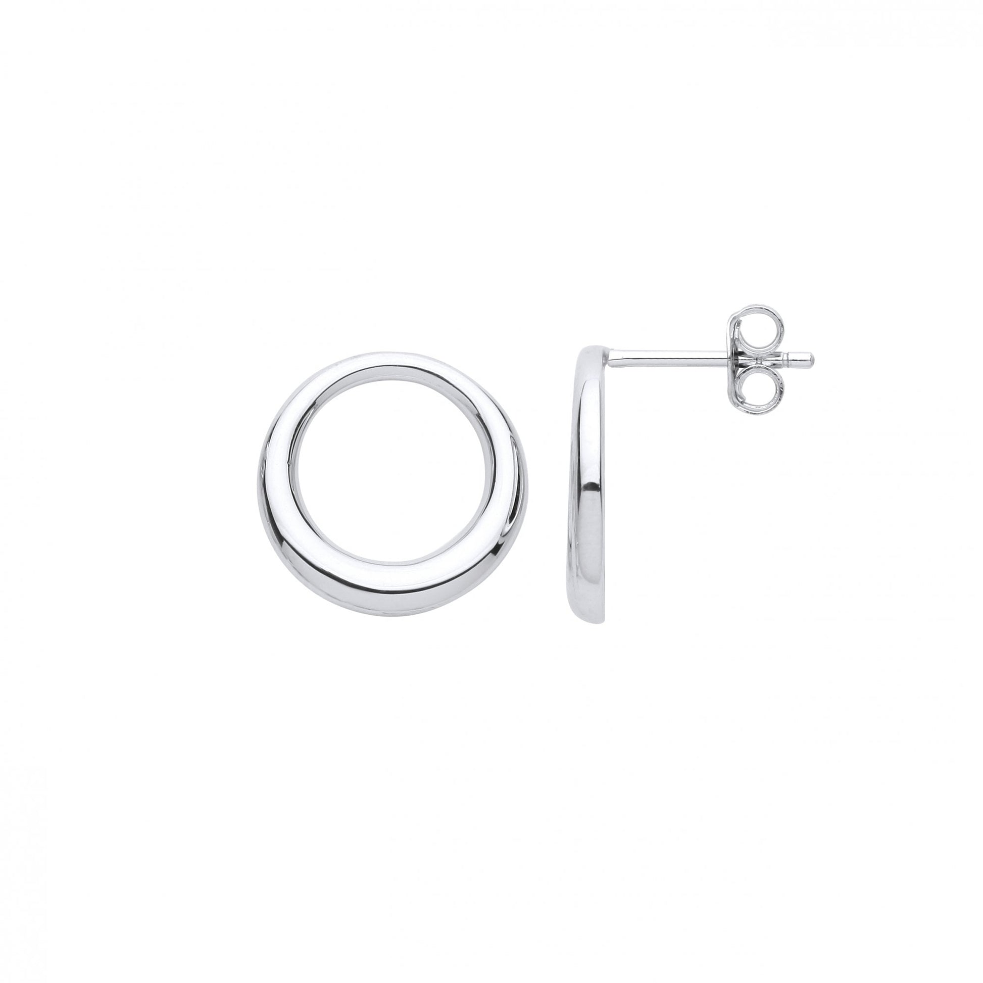 Silver Polished Circle Stud Earrings