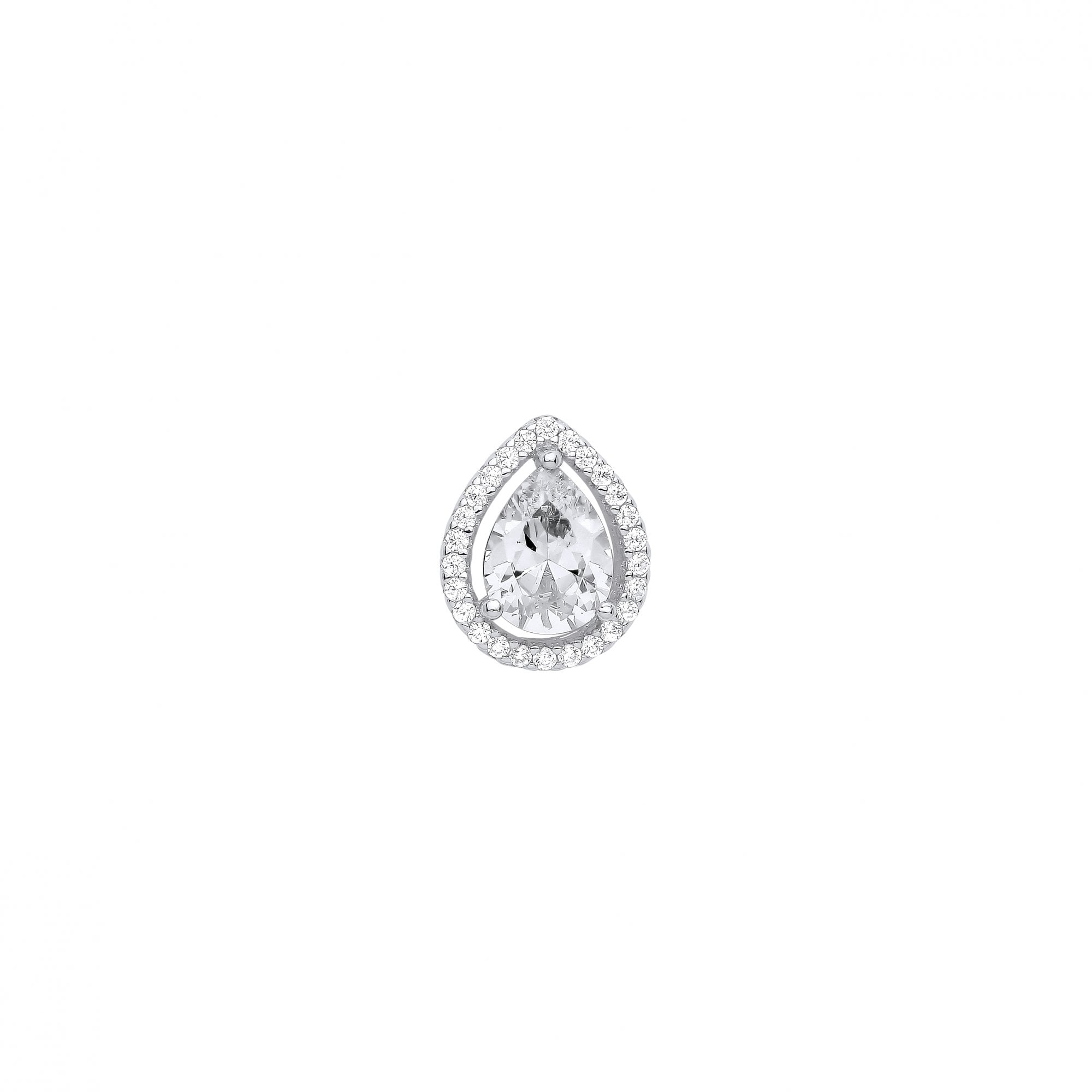 Silver CZ Fancy Pear Drop Pendant