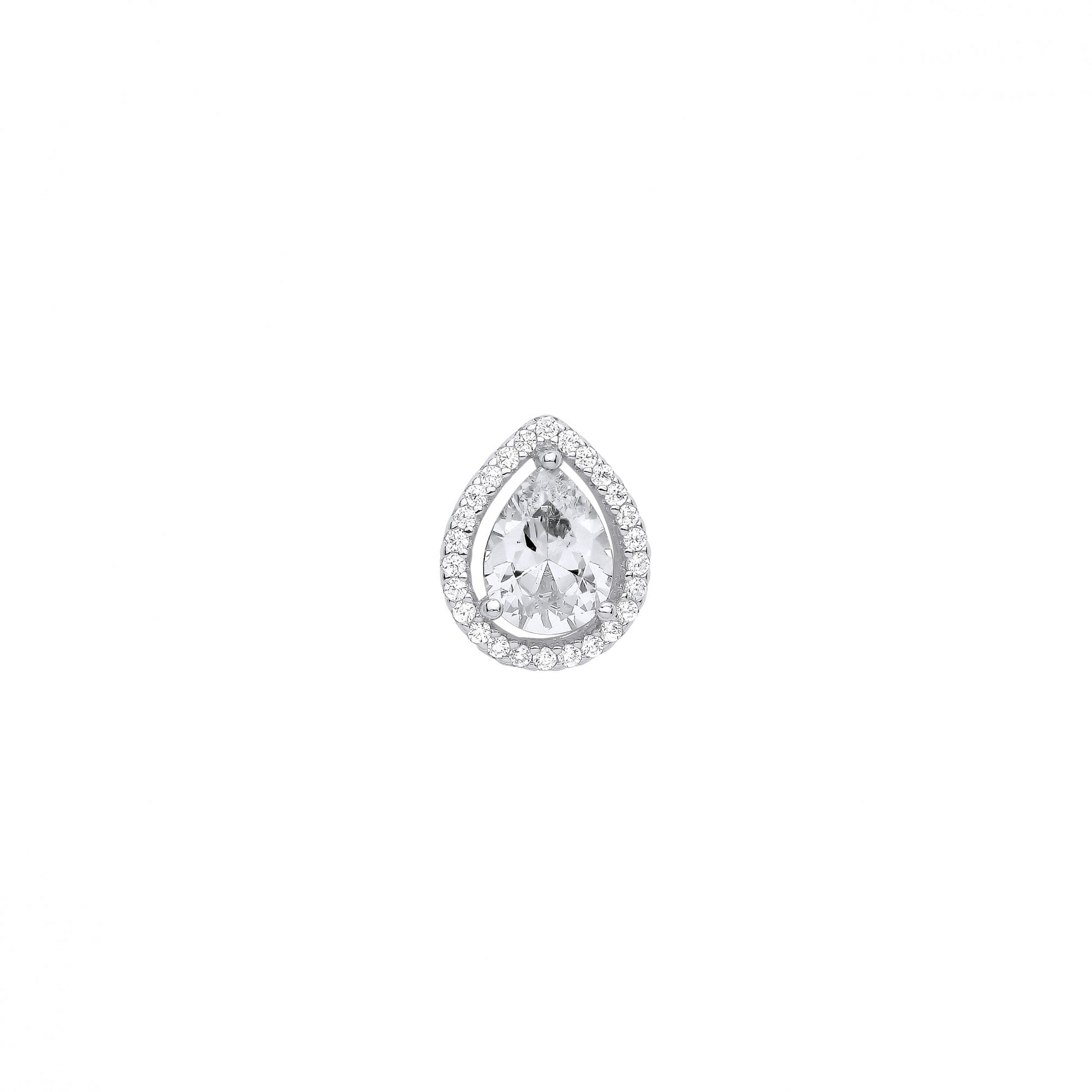 Silver CZ Fancy Pear Drop Pendant
