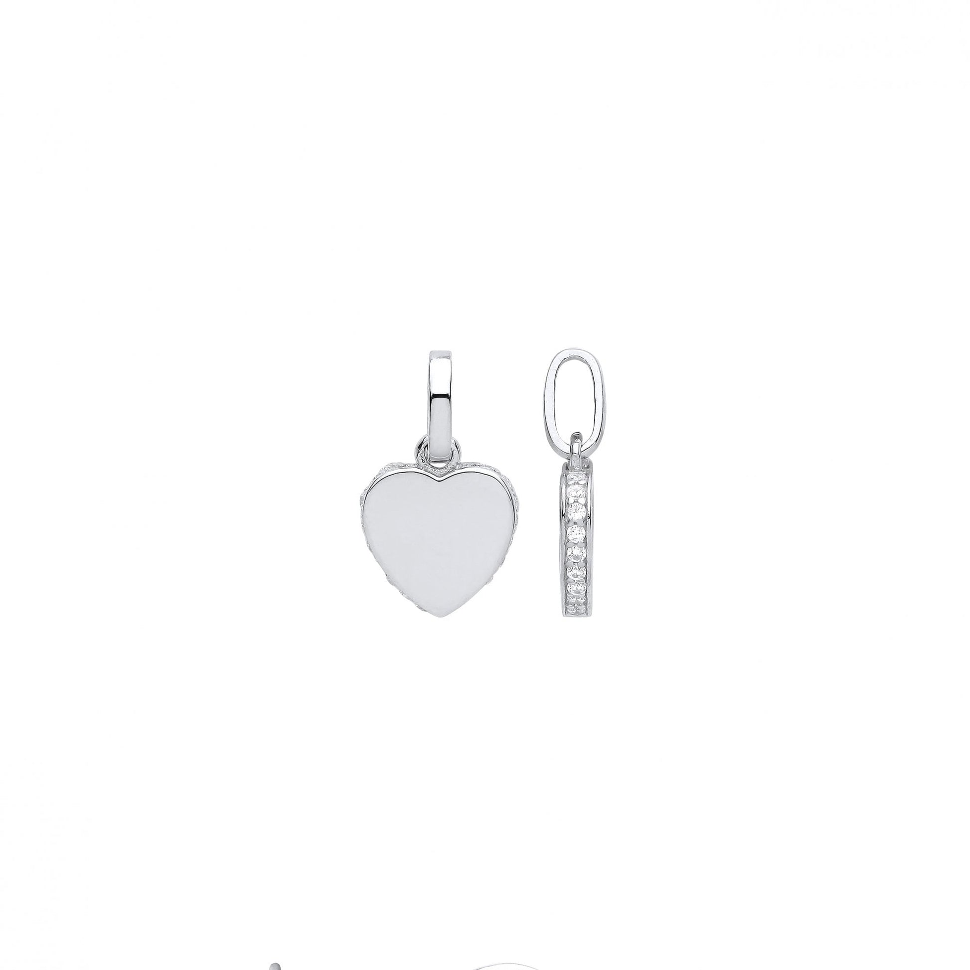 Silver Heart Pendant With CZ Edge