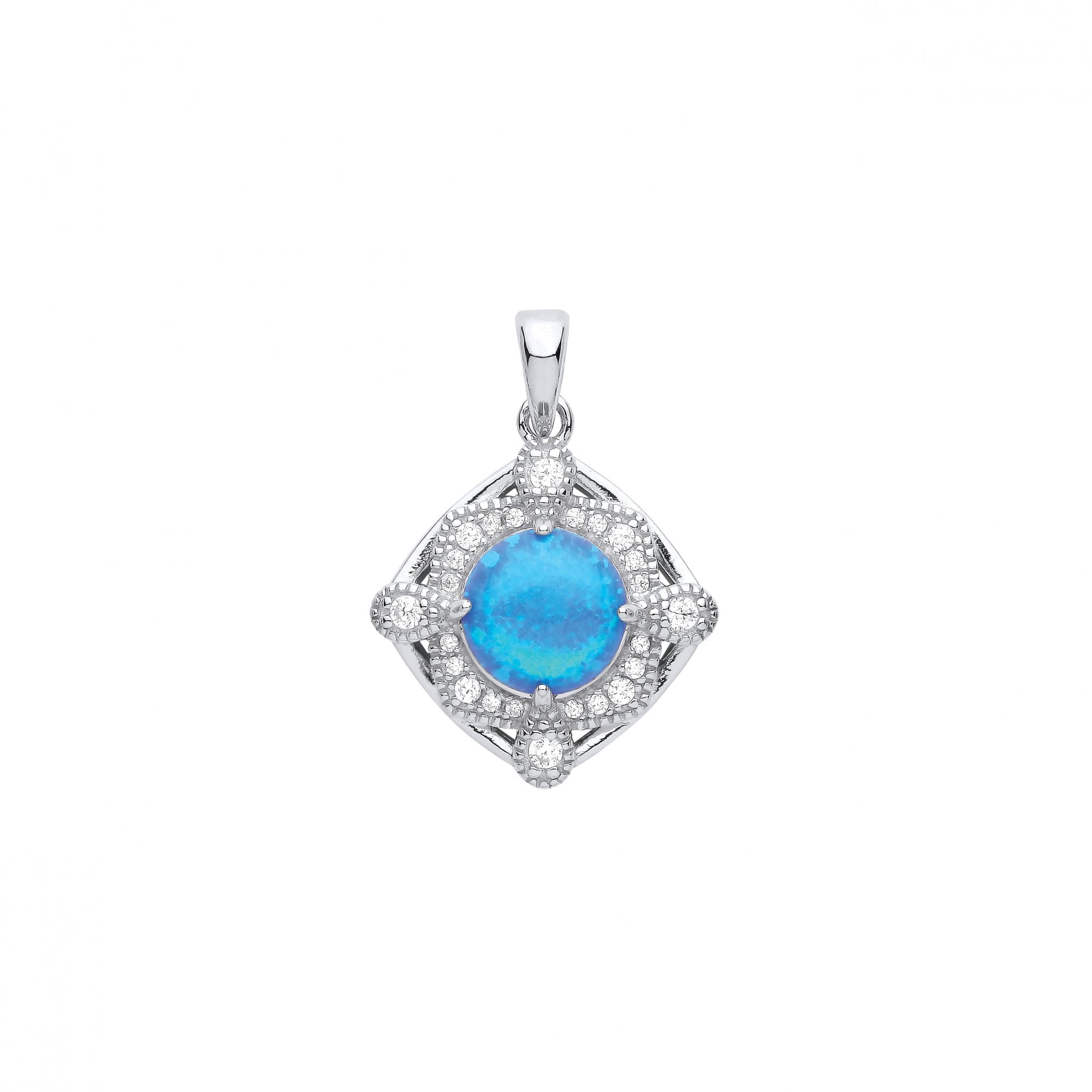 Silver CZ & Opal Fancy Pendant