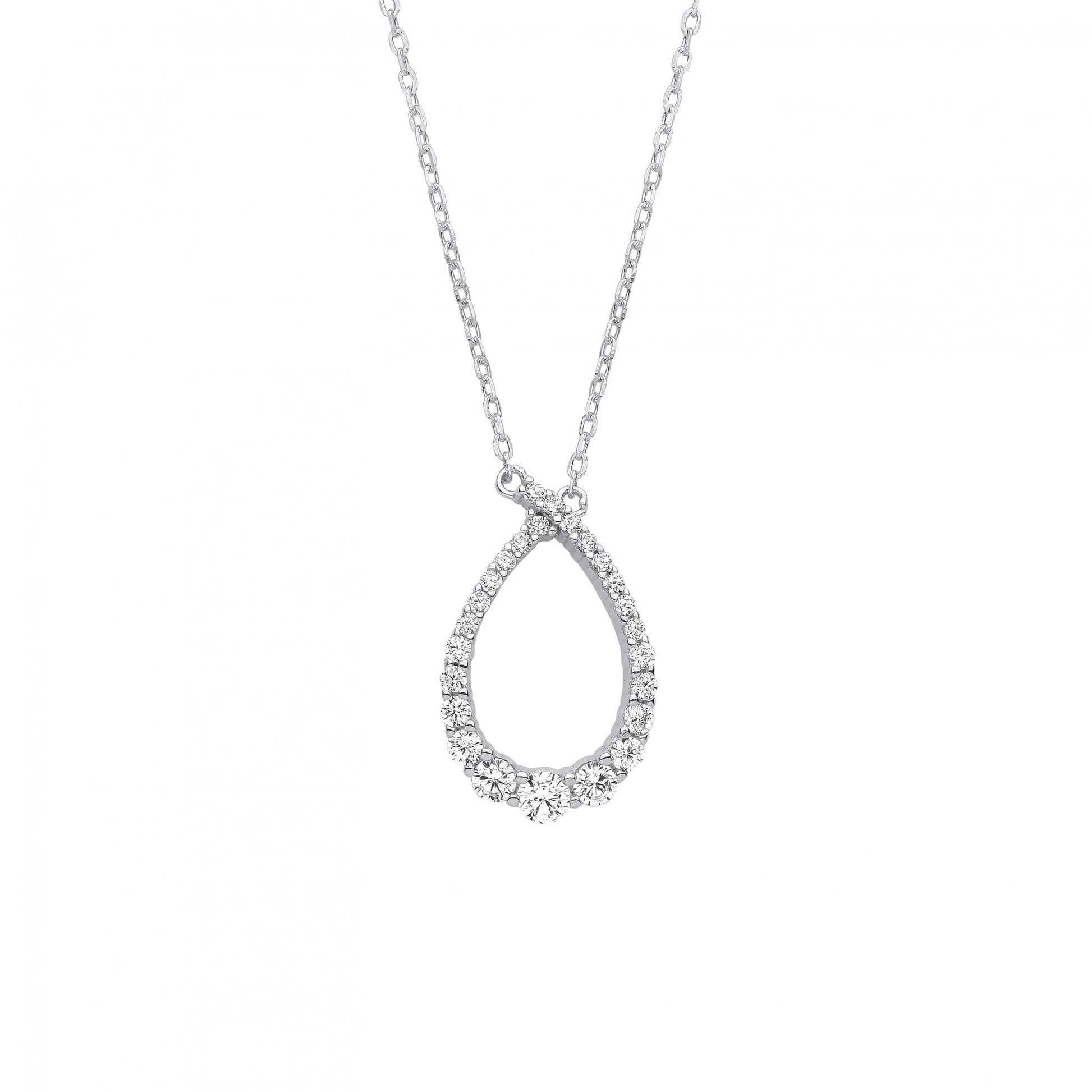 Silver CZ Fancy Pendant Necklace