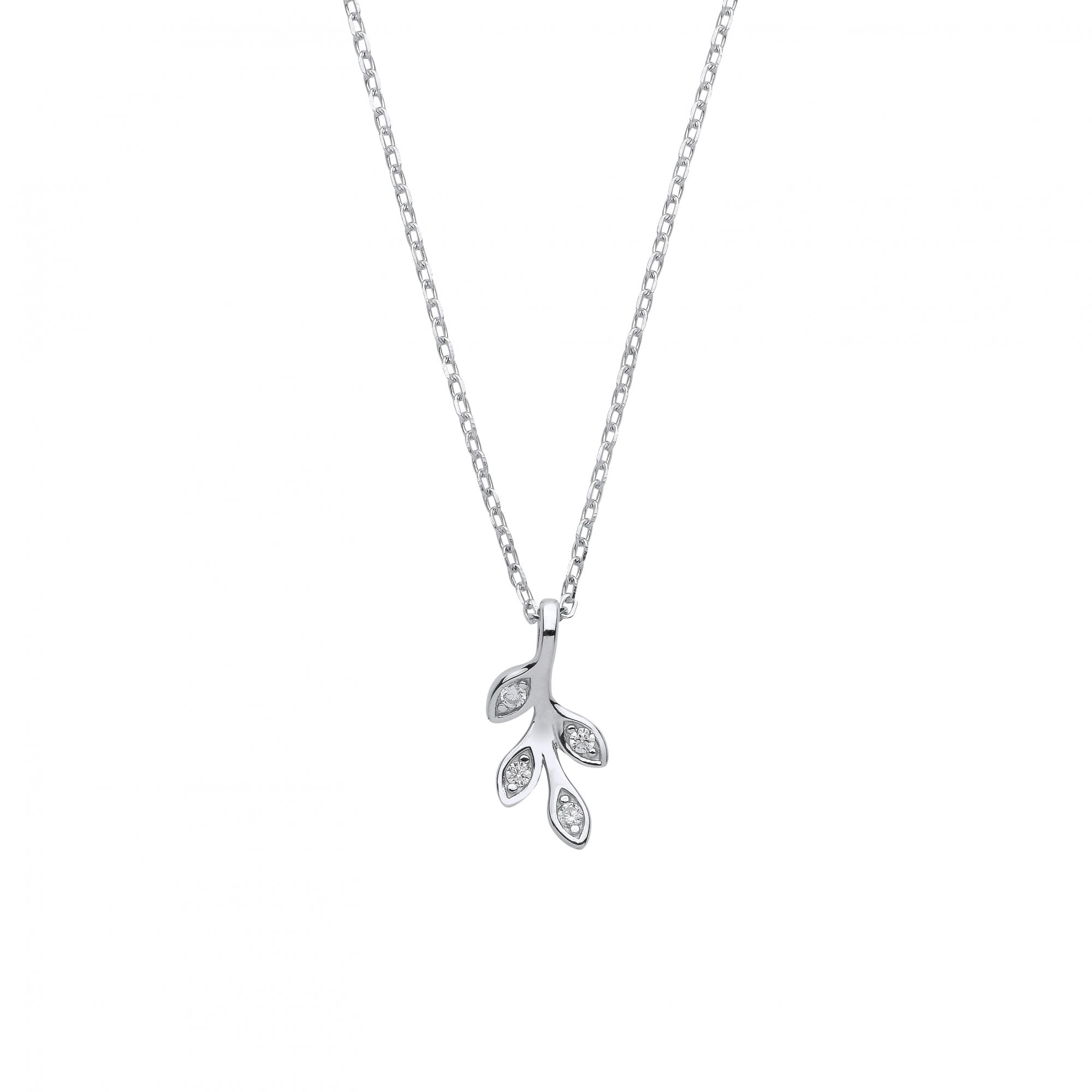 Silver Necklace With Leaf Drop Pendant