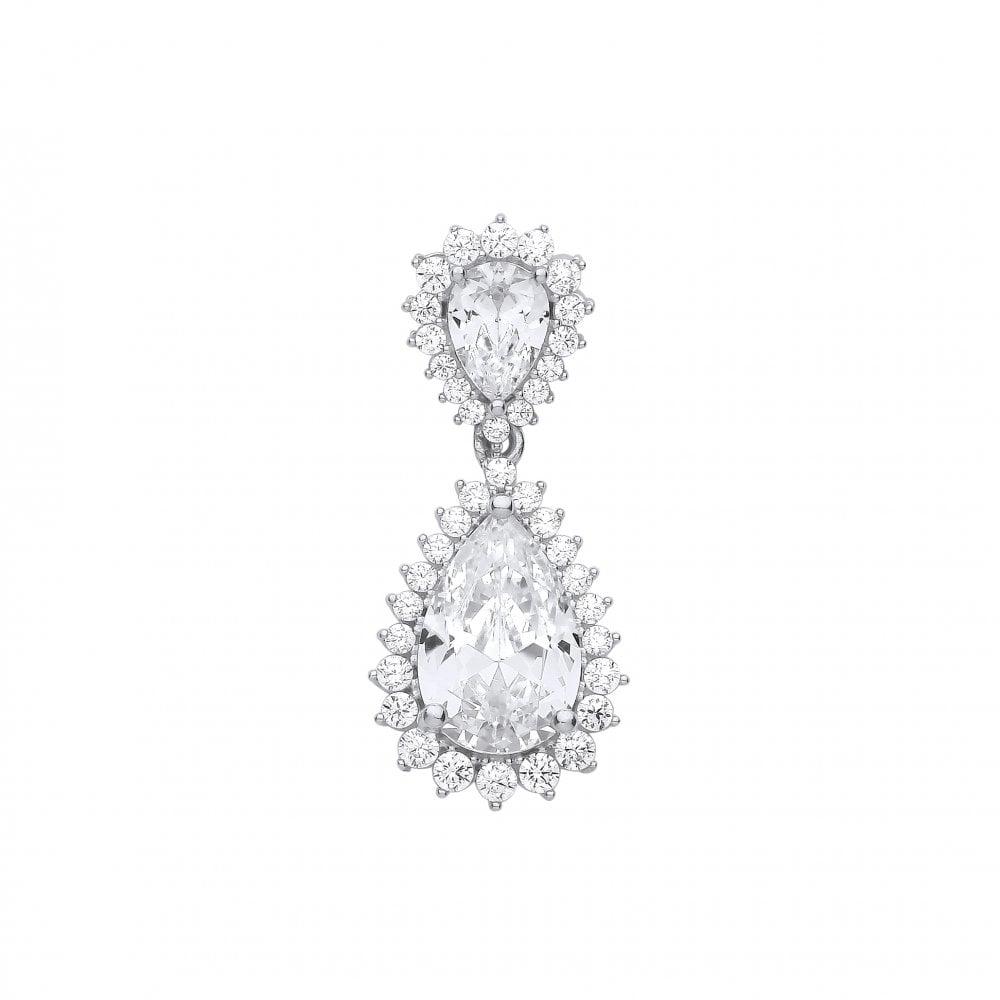 Silver CZ Fancy Pear Drop Pendant
