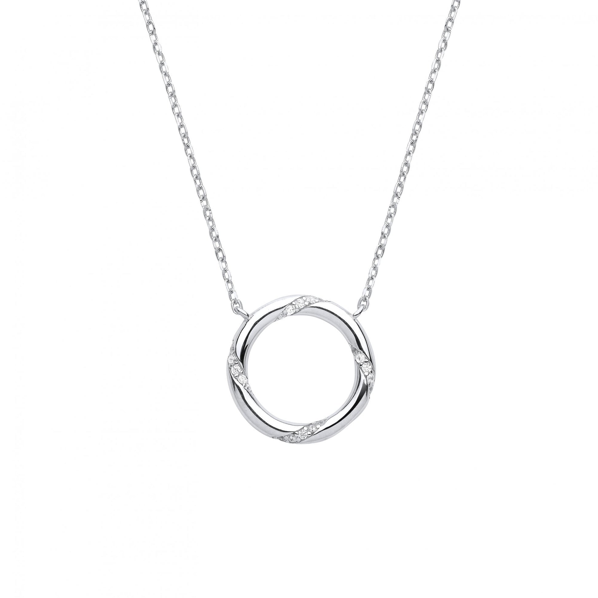 Silver Necklace With CZ Polo Circle Charm