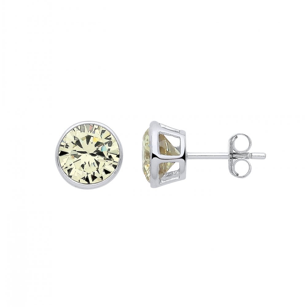 Silver August Peridot Birthstone 5mm Stud Earring