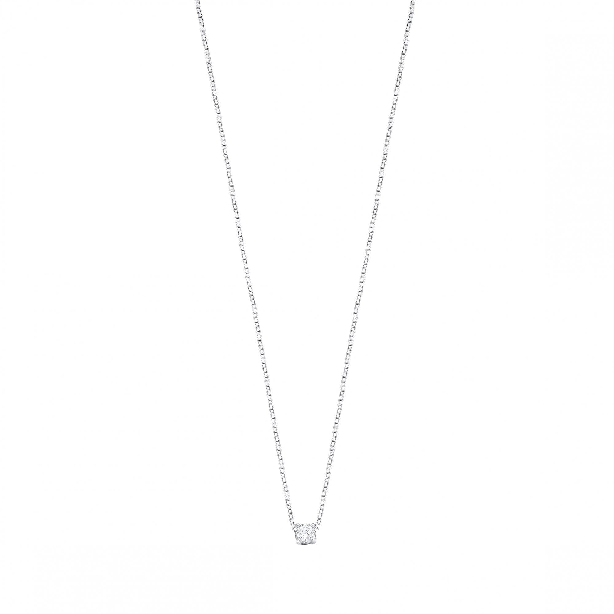 Silver CZ Single Stone Pendant Necklace