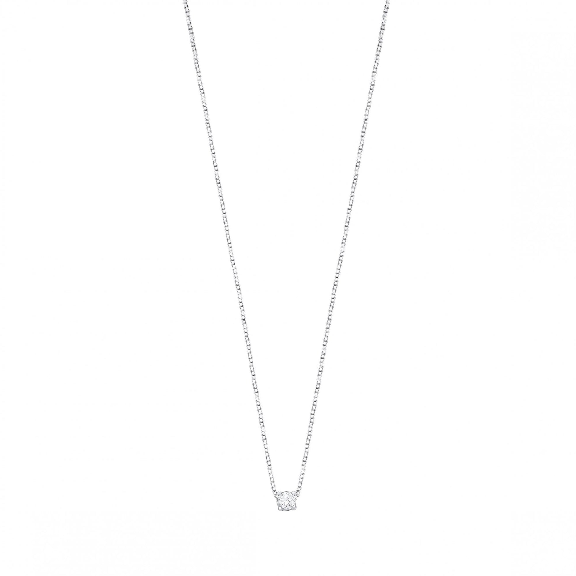 Silver CZ Single Stone Pendant Necklace