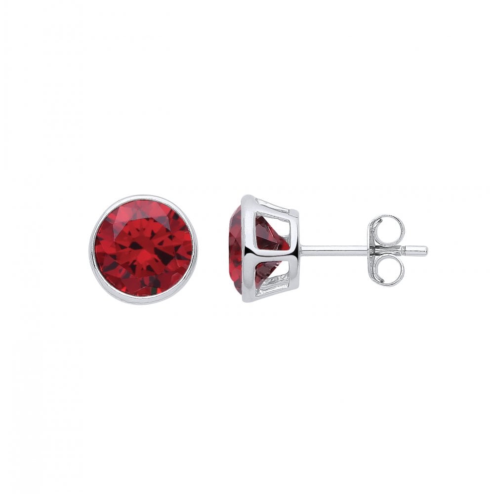 Silver January Garnet Birthstone 5mm Stud Earring